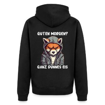 Fuchs Füchse Wildtier Waldtier Rotfuchs - Unisex Premium Bio Zip Hoodie - Schwarz - Hinten - Nico (187cm)