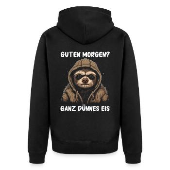 Faultier Faultiere Tier Schlafen Faul - Unisex Premium Bio Zip Hoodie - Schwarz - Hinten - Nico (187cm)
