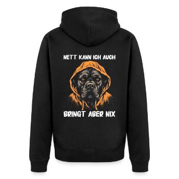 Cane Corso Italiano Hund - Unisex Premium Bio Zip Hoodie - Schwarz - Hinten - Nico (187cm)