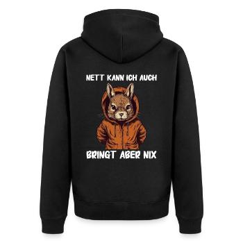 Hase Hasen Kaninchen Haustier - Unisex Premium Bio Zip Hoodie - Schwarz - Hinten - Nico (187cm)