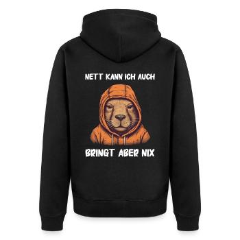 Capybara Wasserschwein Capybaras - Unisex Premium Bio Zip Hoodie - Schwarz - Hinten - Nico (187cm)