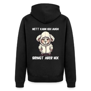 Schafe Schafherde Bauernhof Landwirt Schäfer - Unisex Premium Bio Zip Hoodie - Schwarz - Hinten - Nico (187cm)