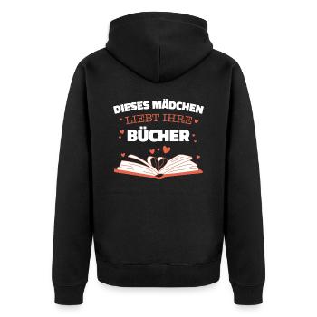 Buch Lesen Bücher Buch Nerd Bücherwurm - Unisex Premium Bio Zip Hoodie - Schwarz - Hinten - Nico (187cm)