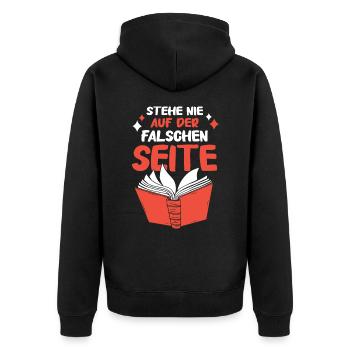 Buch Lesen Bücher Buch Nerd Bücherwurm - Unisex Premium Bio Zip Hoodie - Schwarz - Hinten - Nico (187cm)