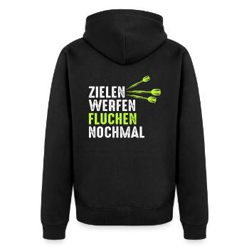 Dart Darts Dartspieler Dartsport - Unisex Premium Bio Zip Hoodie - Schwarz - Hinten - Nico (187cm)