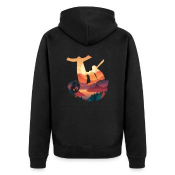 Faultier Faultiere Tier Schlafen Faul - Unisex Premium Bio Zip Hoodie - Schwarz - Hinten - Nico (187cm)