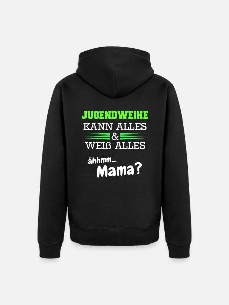 Jugendweihe Mädchen Junge Erwachsen - Unisex Premium Bio Zip Hoodie - Schwarz
