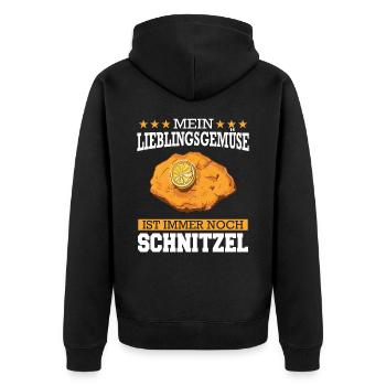 Wiener Schnitzel Plätzli Österreich Essen - Unisex Premium Bio Zip Hoodie - Schwarz - Hinten - Nico (187cm)