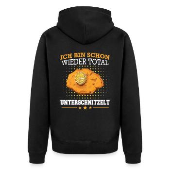 Wiener Schnitzel Plätzli Österreich Essen - Unisex Premium Bio Zip Hoodie - Schwarz - Hinten - Nico (187cm)