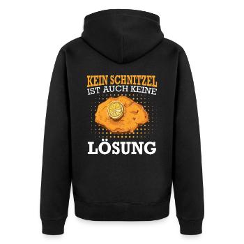 Wiener Schnitzel Plätzli Österreich Essen - Unisex Premium Bio Zip Hoodie - Schwarz - Hinten - Nico (187cm)