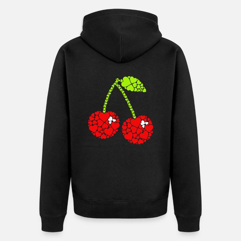 Kirsche Frucht Kirschen Cherry - Unisex Premium Bio Zip Hoodie - Schwarz