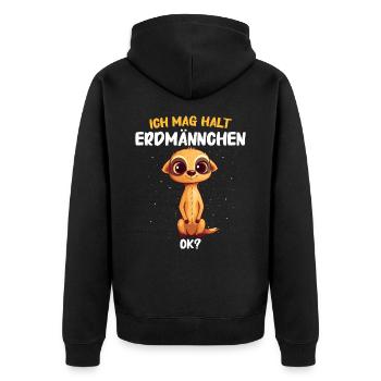 Erdmännchen Scharrtier Tier - Unisex Premium Bio Zip Hoodie - Schwarz - Hinten - Nico (187cm)