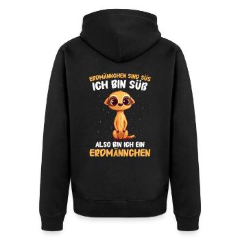 Erdmännchen Scharrtier Tier - Unisex Premium Bio Zip Hoodie - Schwarz - Hinten - Nico (187cm)