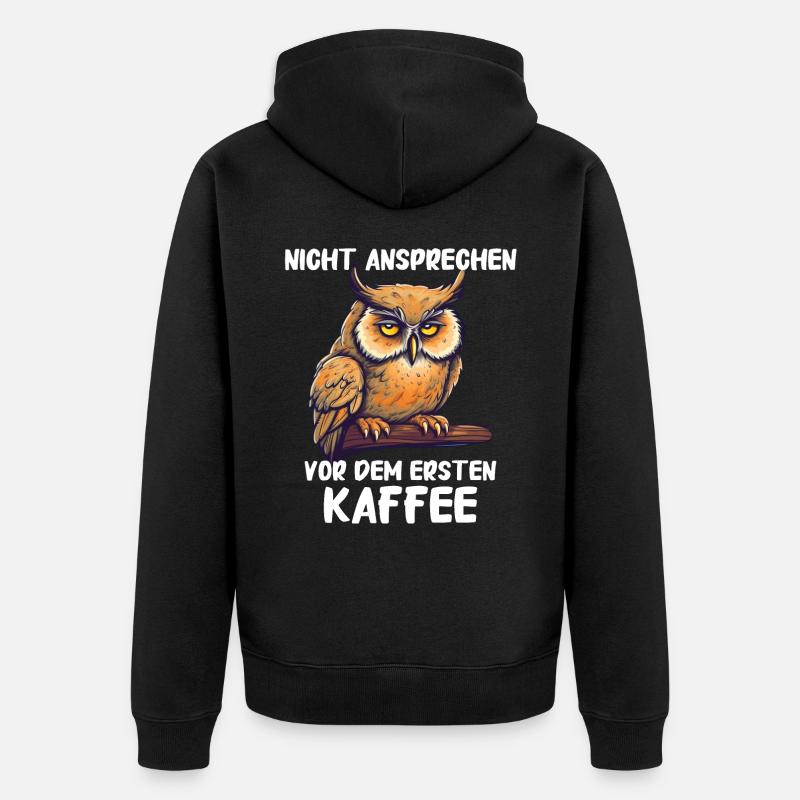 Nachteule Eule Eulen Vogel - Unisex Premium Bio Zip Hoodie - Schwarz