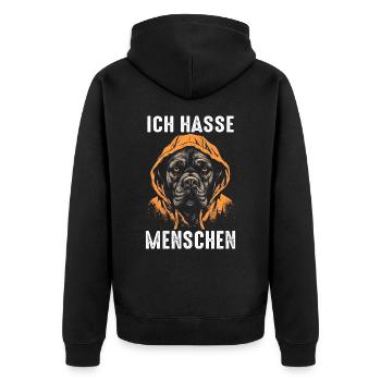 Cane Corso Italiano Hund - Unisex Premium Bio Zip Hoodie - Schwarz - Hinten - Nico (187cm)