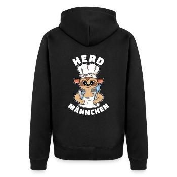 Erdmännchen Scharrtier Tier - Unisex Premium Bio Zip Hoodie - Schwarz - Hinten - Nico (187cm)