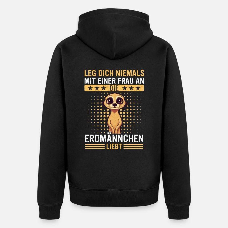 Erdmännchen Scharrtier Tier - Unisex Premium Bio Zip Hoodie - Schwarz