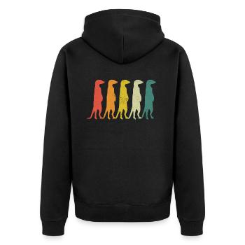 Erdmännchen Scharrtier Tier - Unisex Premium Bio Zip Hoodie - Schwarz - Hinten - Nico (187cm)