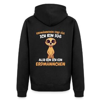 Erdmännchen Scharrtier Tier - Unisex Premium Bio Zip Hoodie - Schwarz - Hinten - Nico (187cm)