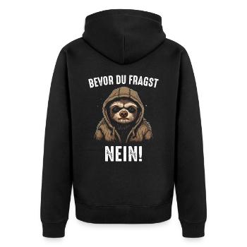 Faultier Faultiere Tier Schlafen Faul - Unisex Premium Bio Zip Hoodie - Schwarz - Hinten - Nico (187cm)