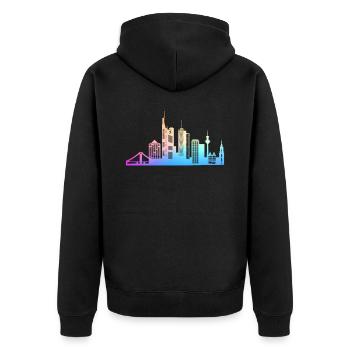 Frankfurt Hessen Deutschland Frankfurter - Unisex Premium Bio Zip Hoodie - Schwarz - Hinten - Nico (187cm)