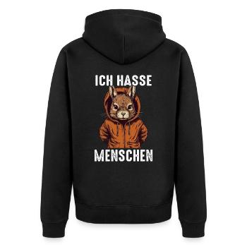 Hase Hasen Kaninchen Haustier - Unisex Premium Bio Zip Hoodie - Schwarz - Hinten - Nico (187cm)