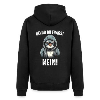 Pinguin Zwergpinguine Kaiserpinguin - Unisex Premium Bio Zip Hoodie - Schwarz - Hinten - Nico (187cm)