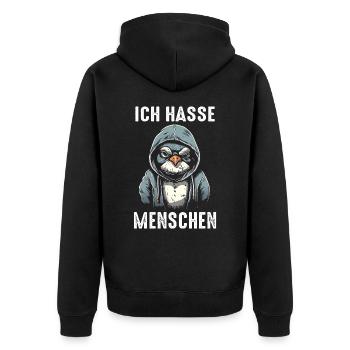 Pinguin Zwergpinguine Kaiserpinguin - Unisex Premium Bio Zip Hoodie - Schwarz - Hinten - Nico (187cm)
