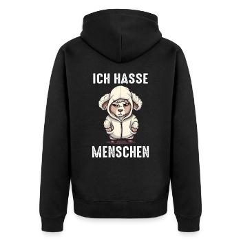 Schafe Schafherde Bauernhof Landwirt Schäfer - Unisex Premium Bio Zip Hoodie - Schwarz - Hinten - Nico (187cm)