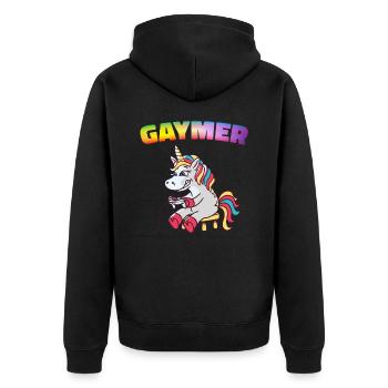 Unicorn Unicorns Mythical Creatures Mystical - Unisex Premium Organic Zip Hoodie - black - Back - Nico (187cm)