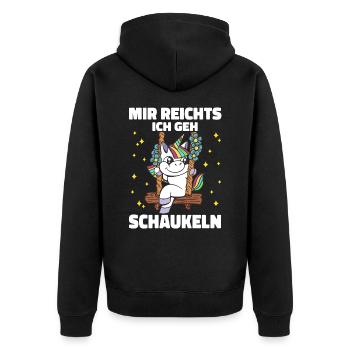 Einhorn Einhörner Fabelwesen Mystisch - Unisex Premium Bio Zip Hoodie - Schwarz - Hinten - Nico (187cm)
