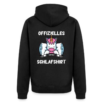 Einhorn Einhörner Fabelwesen Mystisch - Unisex Premium Bio Zip Hoodie - Schwarz - Hinten - Nico (187cm)