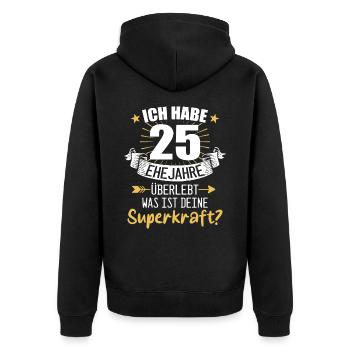 25 Hochzeitstag Geschenk Ehejahre - Unisex Premium Bio Zip Hoodie - Schwarz - Hinten - Nico (187cm)