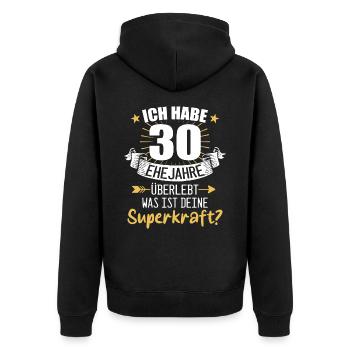 30 Hochzeitstag Geschenk Ehejahre - Unisex Premium Bio Zip Hoodie - Schwarz - Hinten - Nico (187cm)