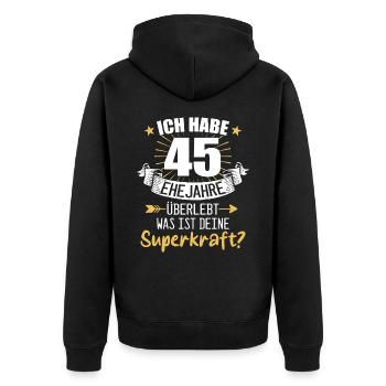 45 Hochzeitstag Geschenk Ehejahre - Unisex Premium Bio Zip Hoodie - Schwarz - Hinten - Nico (187cm)