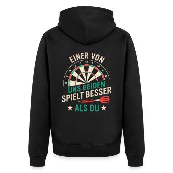 Dart Darts Dartspieler Dartsport - Unisex Premium Bio Zip Hoodie - Schwarz - Hinten - Nico (187cm)