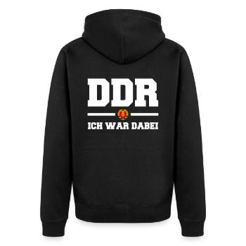 Ostdeutschland Osten Ossi DDR Heimat Ostblock - Unisex Premium Bio Zip Hoodie - Schwarz - Hinten - Nico (187cm)