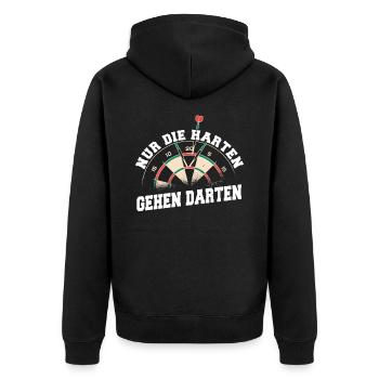 Dart Darts Dartspieler Dartsport - Unisex Premium Bio Zip Hoodie - Schwarz - Hinten - Nico (187cm)