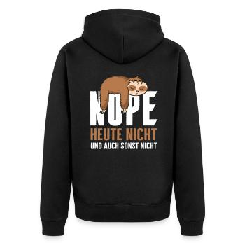 Faultier Faultiere Tier Schlafen Faul - Unisex Premium Bio Zip Hoodie - Schwarz - Hinten - Nico (187cm)