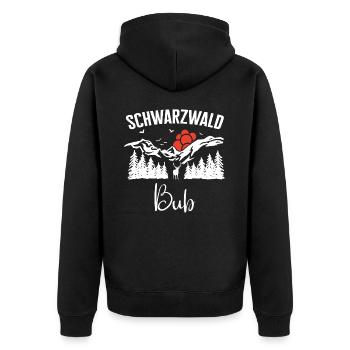 Schwarzwald Schwarzwälder Baden-Württemberg - Unisex Premium Bio Zip Hoodie - Schwarz - Hinten - Nico (187cm)