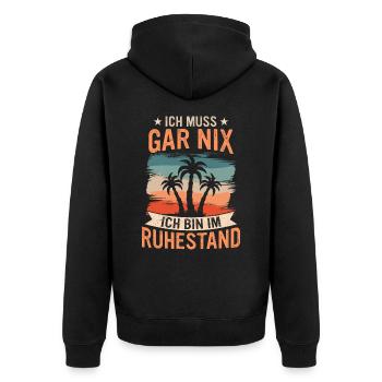 Ruhestand Rentner Rente Pension Renteneintritt - Unisex Premium Bio Zip Hoodie - Schwarz - Hinten - Nico (187cm)