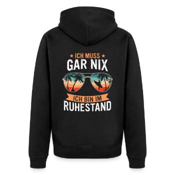 Ruhestand Rentner Rente Pension Renteneintritt - Unisex Premium Bio Zip Hoodie - Schwarz - Hinten - Nico (187cm)