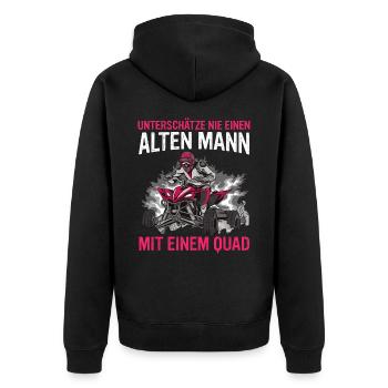 Quad Quadfahrer ATV Quad - Unisex Premium Bio Zip Hoodie - Schwarz - Hinten - Nico (187cm)