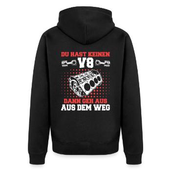 V8 Motor Acht Zylinder Hubraum Motor Tuning Tuner - Unisex Premium Bio Zip Hoodie - Schwarz - Hinten - Nico (187cm)