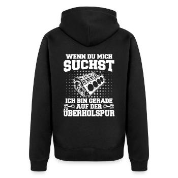 V8 Motor Acht Zylinder Hubraum Motor Tuning Tuner - Unisex Premium Bio Zip Hoodie - Schwarz - Hinten - Nico (187cm)