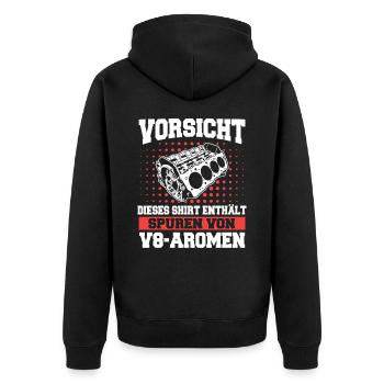 V8 Motor Acht Zylinder Hubraum Motor Tuning Tuner - Unisex Premium Bio Zip Hoodie - Schwarz - Hinten - Nico (187cm)