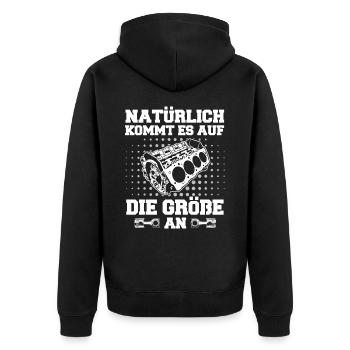 V8 Motor Acht Zylinder Hubraum Motor Tuning Tuner - Unisex Premium Bio Zip Hoodie - Schwarz - Hinten - Nico (187cm)