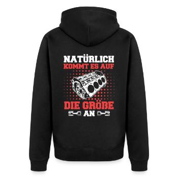 V8 Motor Acht Zylinder Hubraum Motor Tuning Tuner - Unisex Premium Bio Zip Hoodie - Schwarz - Hinten - Nico (187cm)