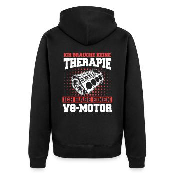 V8 Motor Acht Zylinder Hubraum Motor Tuning Tuner - Unisex Premium Bio Zip Hoodie - Schwarz - Hinten - Nico (187cm)