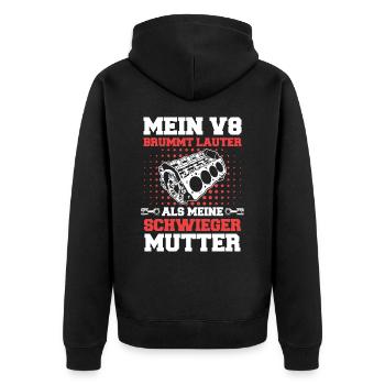 V8 Motor Acht Zylinder Hubraum Motor Tuning Tuner - Unisex Premium Bio Zip Hoodie - Schwarz - Hinten - Nico (187cm)